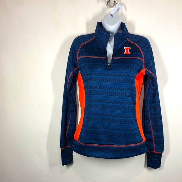 Colosseum University Illinois blue and orange quarter zip pullover size small - Picture 1 of 11